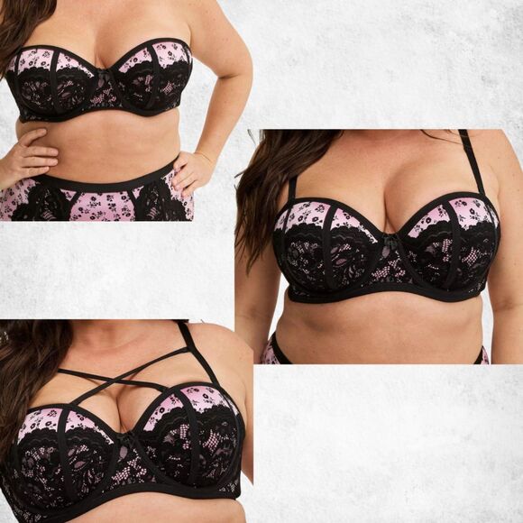 Torrid 42DD Bombshell Everyday Push-Up Bra  Pink & Black Lace (New Without Tags) - Picture 6 of 6